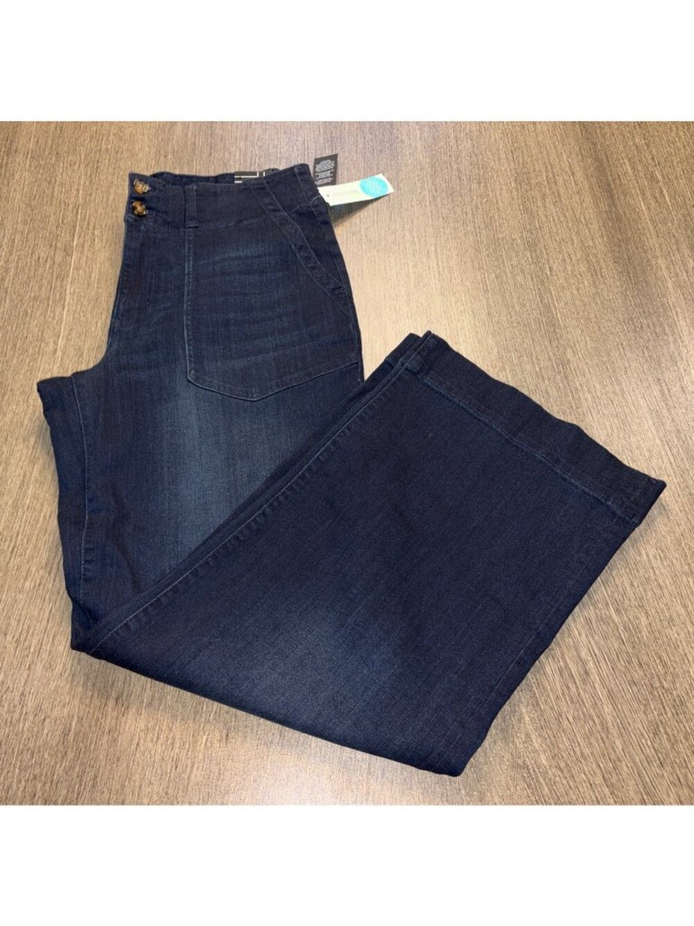NWT Liverpool Jeans Patch Pocket Wide Leg Women's Jeans Indigo Sz 12 NEW